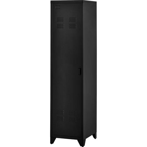 Armoire métallique compacte de style industriel avec 3 étagères et 1 tringle à vêtements, 43 x 50 x 180 cm (L x l x H).