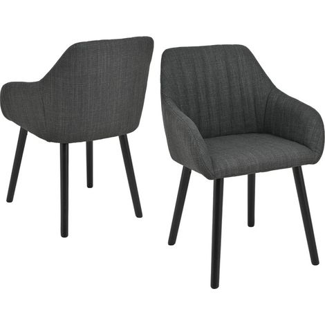 Goeurvant Sedie da pranzo minimaliste con supporto lombare comodo, braccioli ergonomici e gambe in legno robuste - Set di 2 – Antracite