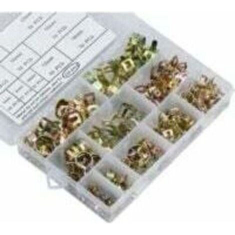 Lot de 100 Clip à ressort tuyau, 6-22mm Serre-joints à Tuyaux Durite Essence Colliers de Clip à Ressort Tuyau Serrage Ajustable Pour Fixer Tuyaux Souples et Durites