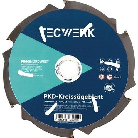 TECWERK Handkreissägeblatt AD 160mm Z.6 PKD Schnitt-B.2,2mm TECWERK (1/3)