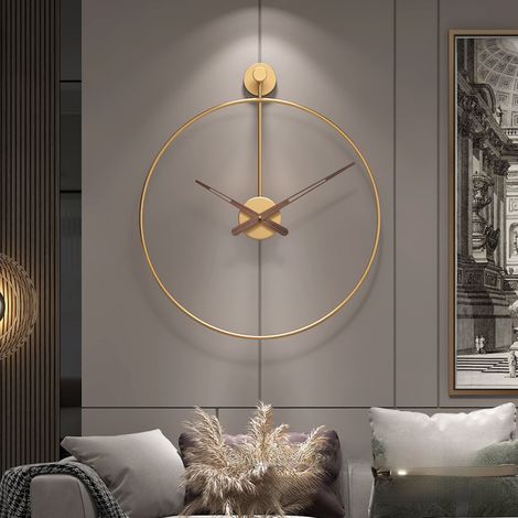 Horloge murale en métal, design créatif anneau unique (Doré, 50 cm) (1/5)