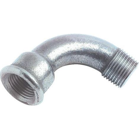 COUDE EGAL FONTE GALVANISEE GRAND RAYON 90° MALE FEMELLE N° 1