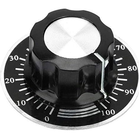 Sollbry 5 PCS Bouton de Potentiomètre 6mm / 27mm Boutons Moletés de Potentiomètre Capuchon Rotatif de Contrôle du Volume avec Plaque d'échelle à Cadran Numérique MF-A03 (1/5)