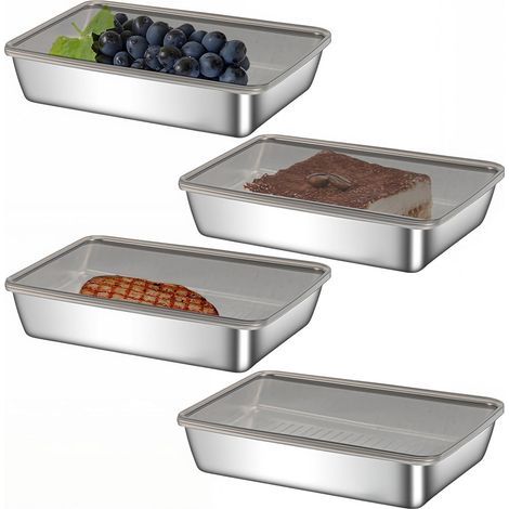 boîtes conservation acier inoxydable avec couvercle hermétique, pour cuisine et congélateur (1/5)