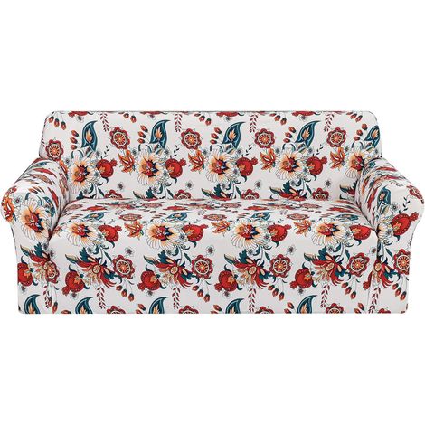Housse de canapé 3 places extensible avec accoudoirs, housse universelle en tissu élastique, motif fleur marine, taille pour canapé 190-230cm, réversible et ajustable (1/5)