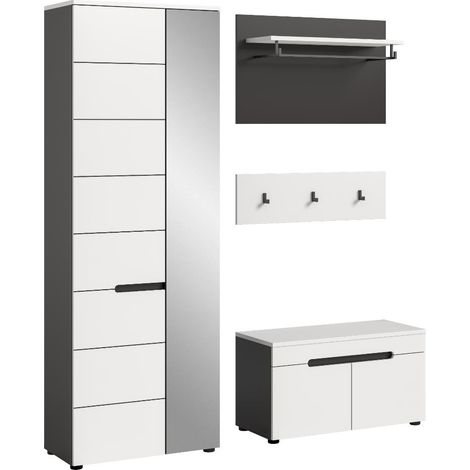 Canu Garderobenmöbel Set C28 weiß, grau.
