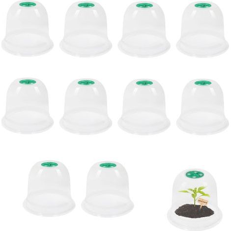10-teiliges Pflanzenglocken-Set, transparente PVC-Kuppel, drehbares Belüftungsventil, Frost- und Insektenschutz, für den Hausgarten (1/5)