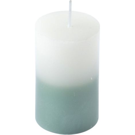 Bougie Pilier Tie and Dye "Arty" 8cm Blanc & Vert Céladon