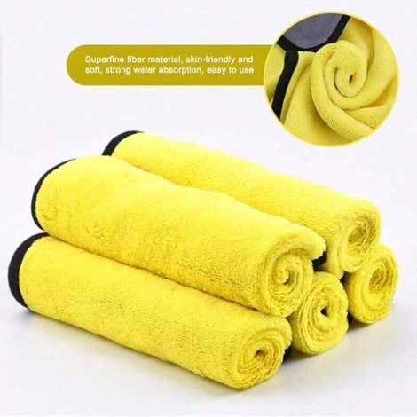 Lot de 5 chiffons de nettoyage en microfibre super absorbants pour voiture, chiffons de polissage en microfibre extra épais, chiffons de nettoyage et de polissage super absorbants, chiffons de séchage