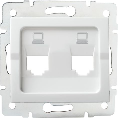 Sgombero doppio RJ45 inserito - 2x Jack Categoria 6 - ABS bianco - 71x71mm (1/2)