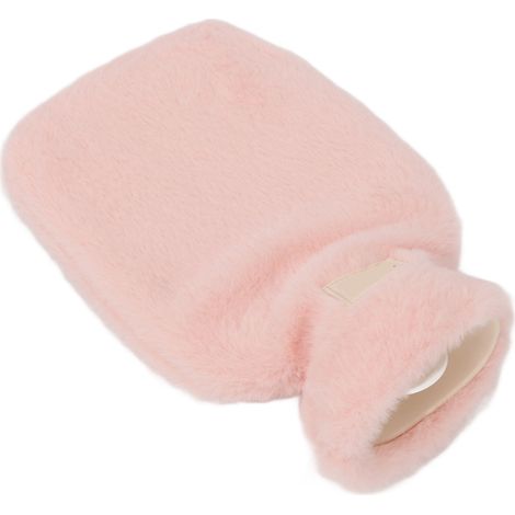 Bouillotte en PVC avec housse douce en peluche, étanche, idéale pour l'hiver et pour rester au chaud pendant le sommeil (1000 ml, rose). (1/5)