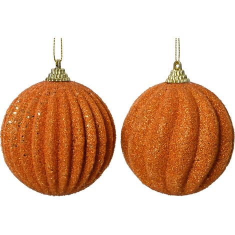 Pallina di Natale Schiuma per palline brillantini perline 2ass colore rame rosso ø 8cm