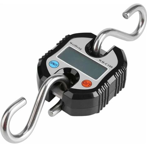 Elektronische Gepäckwaage, tragbare Digitalwaage mit LCD-Bildschirm und Haken, 150 kg/300 lb (Schwarz) (1/5)