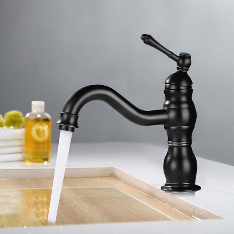 Mitigeur pour vasque laiton noir monocommande eau froide (1/5)