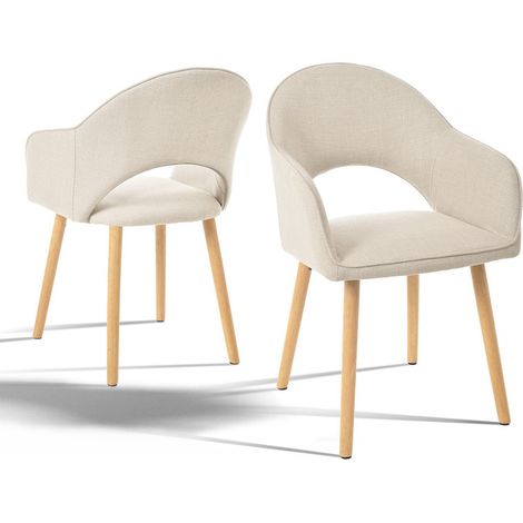 Goeurvant Bequeme Esszimmerstühle mit halbmondförmigem Rückenlehne und ergonomischen Armlehnen, Perfekte Kombination aus Unterstützung und Stil - 2er Set - Beige