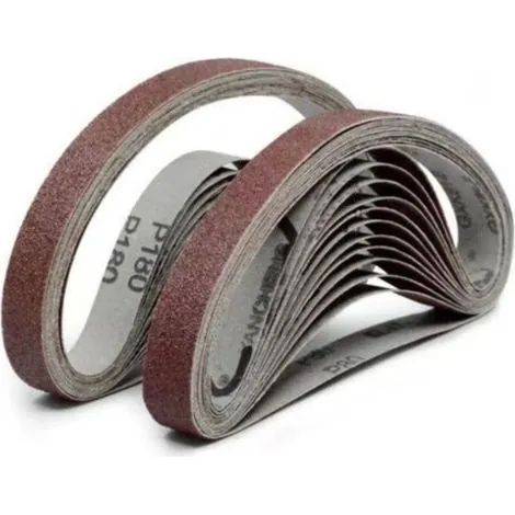 Lot de 20 bandes abrasives, 15 mm x 452 mm, grain 60, oxyde d'aluminium - Pour le travail du bois, le polissage des métaux et l'affûtage des couteaux. (1/3)