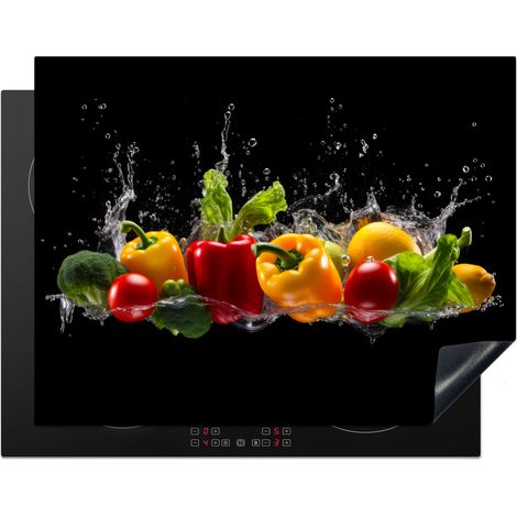PROTECTOR DE PLACAS DE INDUCCIÓN Pimiento dulce - Agua - Vegetal - Negro Tapa Protectora De Cocina 77x59 cm (1/5)