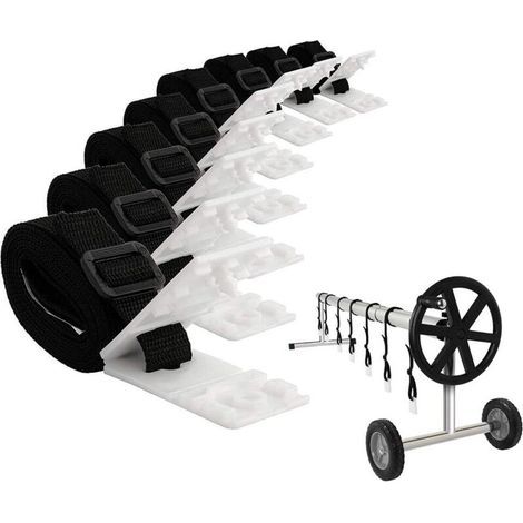 Pool Cover Reel - Fixing Kit for Solar Pool Cover - 8 Fixing Straps for Solar Cover (1/5)