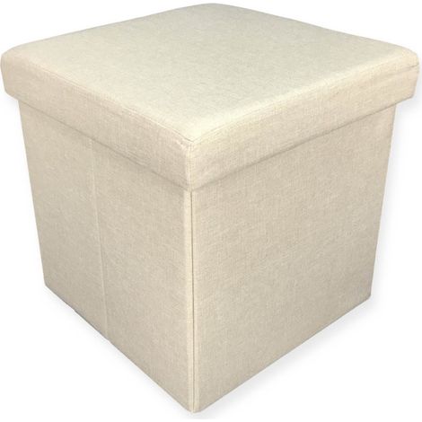 POUF CONTENITORE POGGIAPIEDI TESSUTO TAYLOR BEIGE (1/2)
