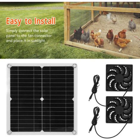Ventilateur d'extraction à énergie solaire, 20 W ventilateur solaire étanche, ventilateur solaire USB panneau solaire serre pour camping-cars serres maisons d'animaux poulailler A