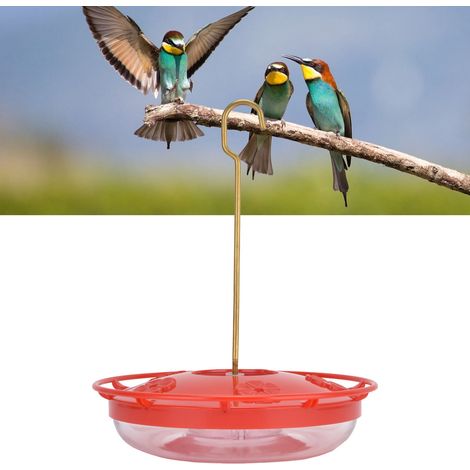 Mangeoire à oiseaux transparente suspendue en forme de cour pour jardin ou terrasse (rouge) (1/5)