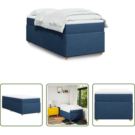 vidaXL Taschenfederkern -  Boxspringbett mit Matratze Blau 90x190 cm Stoff (1/5)