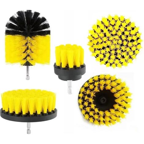 5 pièces Brosse Perceuse, Outil de Brosse Perceuse Nettoyage Kit, Drill Brush pour Surfaces de Salle de Bain, Sol, Baignoire Carreaux et Voiture (1/5)