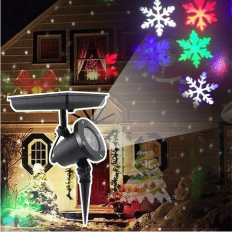 Projecteur lumineux flocon de neige Noël solaire, déco fête extérieure étanche, éclairage paysager projection pour jardin et terrasse (1/5)