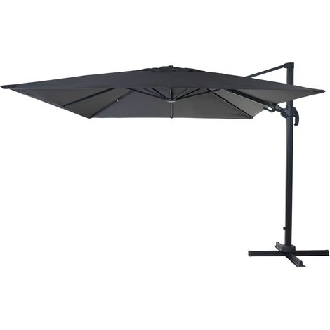 [NON UTILIZZATO] Ombrellone parasole decentrato HHG-395 orientabile 3x4m alluminio antracite senza base