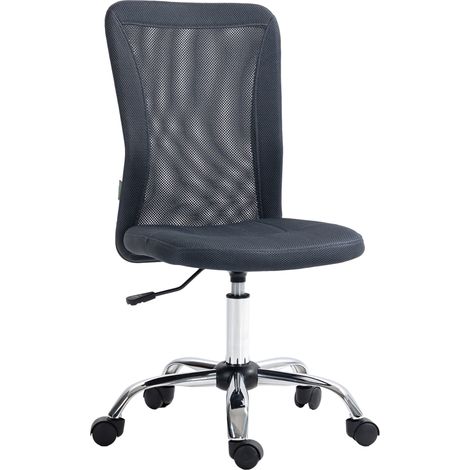 Ergonomischer Bürostuhl, höhenverstellbar, verchromtes Fußkreuz, 360° drehbar, dunkelgrauer Netzbezug