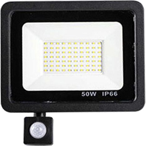 Projecteur de sécurité extérieur à LED avec détecteur de mouvement PIR, étanche IP66, 50 W, pour mur, jardin ou entrée. (1/5)
