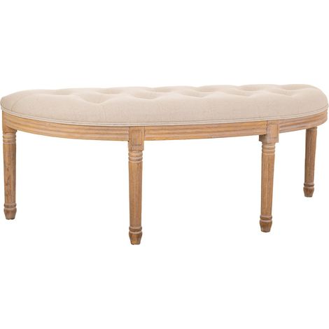 Banqueta antigua de madera color crema 125x45x48
