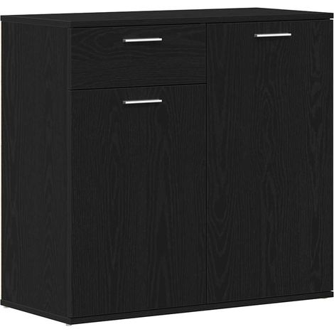 Credenza Rovere Nero 80x36x75 cm in Legno Multistrato vidaXL