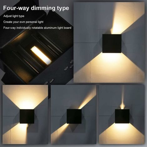 Applique da esterno a LED da 12 W, impermeabile IP65 – 2 lampade regolabili – Luce bianca calda 3000K – Alluminio resistente alla corrosione