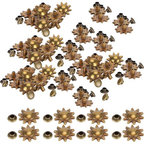 100 rivets en forme de tournesol pour vêtements, chaussures et sacs - Accessoires de décoration DIY (bronze) (1/5)