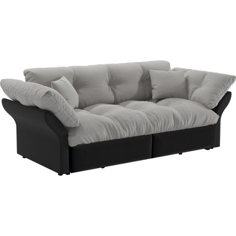 Divano letto convertibile 3 in 1 190 cm in velluto grigio chiaro MODENUIT (1/5)