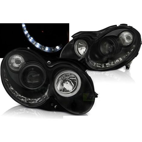 Paire de feux phares Mercedes CLK W209 03-10 Daylight led noir-27361484