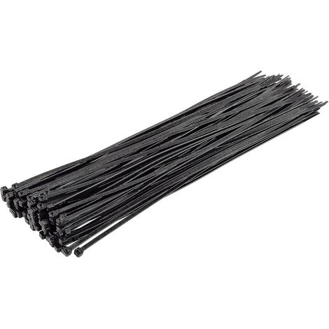 Lange, robuste silberne Kabelbinder, 370 mm x 4,8 mm, 100er-Packung, aus hochwertigem Nylon, 370 mm x 7,6 mm Reißverschluss, schwarz (1/5)