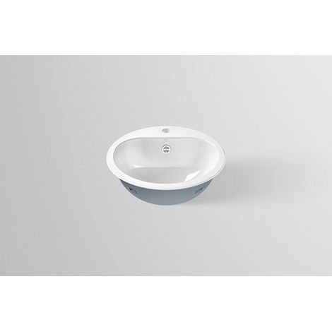 Évier 1 bac à encastrer rond 475 mm – Acier blanc vitrifié – Avec trou de robinetterie – Kit de fixation inclus – Alape (1/6)
