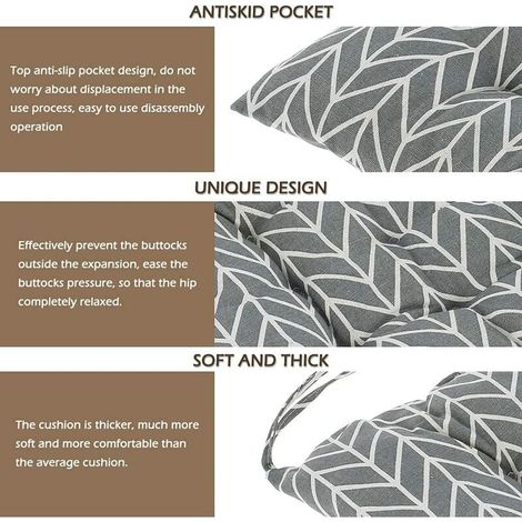 Juego de 4 cojines para sillas de comedor, almohadillas para sillas con lazos, cómodo cojín de asiento cuadrado para interiores y exteriores, para el hogar, la cocina y el comedor. (1/4)