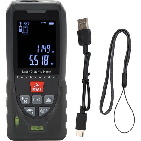 Télémètre laser sans fil, mètre numérique portatif à batterie rechargeable, outil de mesure laser pour décoration intérieure et chantier (1/5)