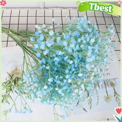 Tbest fleur artificielle de gypsophile Fleur artificielle de souffle de bébé, fausse gypsophile en luminaire plante Bleue (1/5)