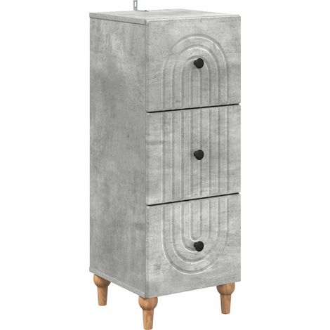 vidaXL Mobile con Cassetti Grigio Cemento 33 x 34,5 x 90 cm