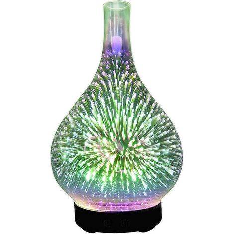 3D-USB-Luftbefeuchter mit 7-farbigem LED-Nachtlicht, schwarzer EU-Stecker