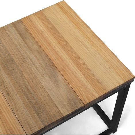 Mesa de Centro Preston Negra 40x80x38cm con tablero de madera maciza de piezas tricolor Box Furniture
