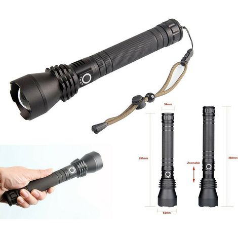 TRADE SHOP - Torcia Lampada Led Cree P50 Ricaricabile 2000 Lumen 80000 W Zoom Doppia Batteria - (1/5)