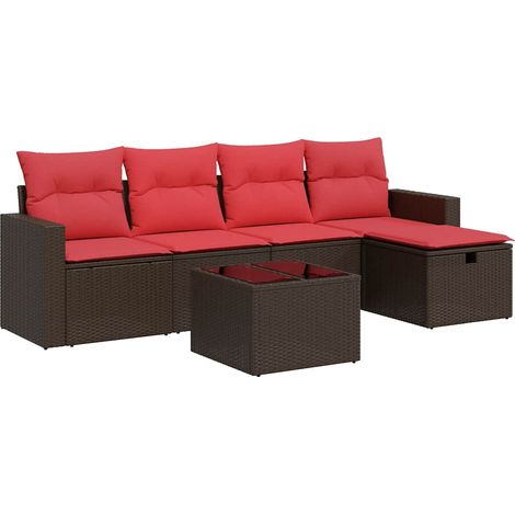 vidaXL Set Divano da Giardino 6 pz con Cuscini Marrone in (1/5)
