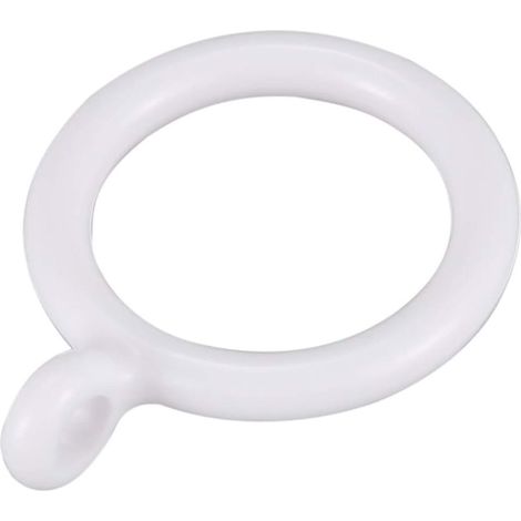 Cleafe - Set 8 Pz Anelli Gancio Ad Anello Per Tende In Plastica Da 45 Mm Bianco Tondi Bagno 87352 - (1/5)