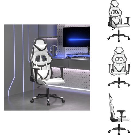 Chaise de jeu Blanc et noir Similicuir - Chaises Gaming - Fauteuil Gamer - Chaise Bureau - Chaise Ergonomique - Chaise Confortable (1/5)