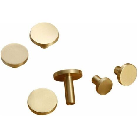 6 Pièces Boutons de Tiroir, Boutons de Meubles en Or, Boutons Armoire Ronds, Boutons de Tiroir en Laiton Doré, Poignees de Porte de Cuisine pour Décor 20 25 mm, - (1/3)